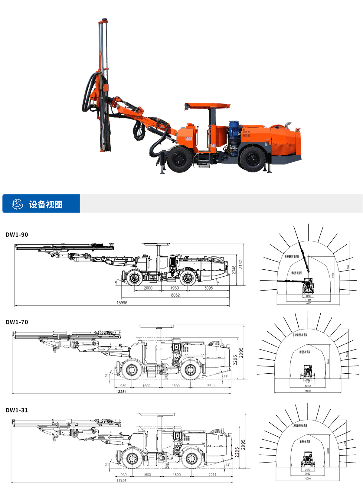 單臂錨桿鑿巖臺(tái)車設(shè)備視圖